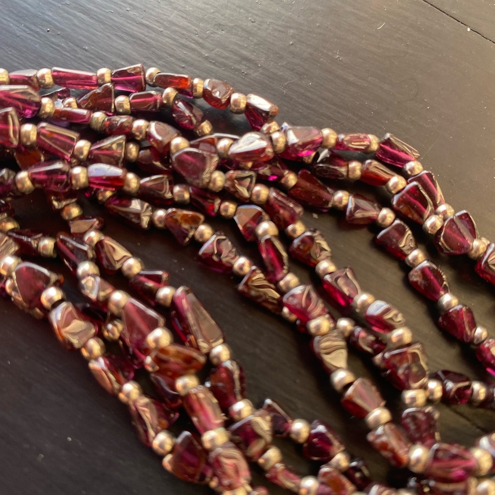 Almandine Garnet vintage multi strand bracelet